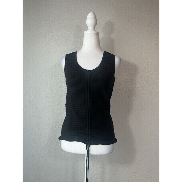 Cache Women’s Black Sleeveless Scrunch Tie Long Tank Top Size Medium A7 - Picture 1 of 8